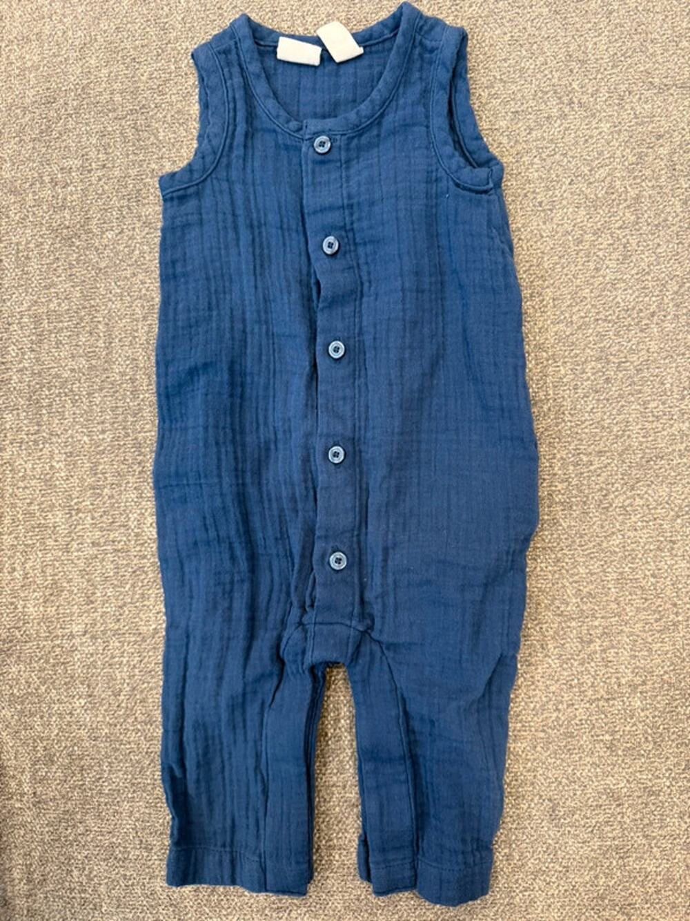 Baby Gap Navy Blue Cotton Gauze Romper 0–3 Months